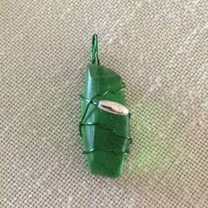 Hand Crafted Vintage Glass Pendant Green Boho